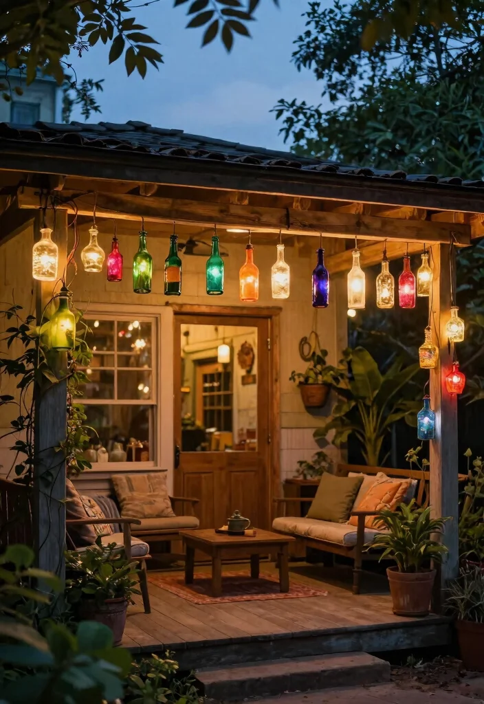 14 Front Porch Lighting Fixtures That Add Charm and Curb Appeal 14 14 Front Porch Lighting Fixtures That Add Charm and Curb Appeal - 14. Upcycled Bottle Lights 1