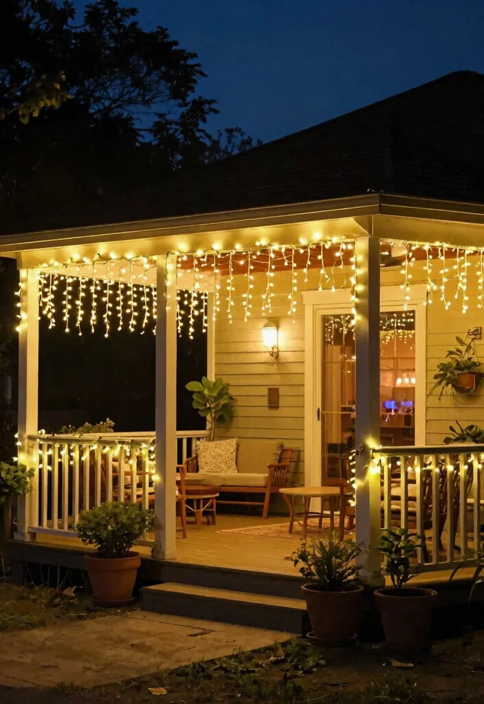 14 Front Porch Lighting Fixtures That Add Charm and Curb Appeal 3 14 Front Porch Lighting Fixtures That Add Charm and Curb Appeal - 3. String Lights for a Cozy Feel 1
