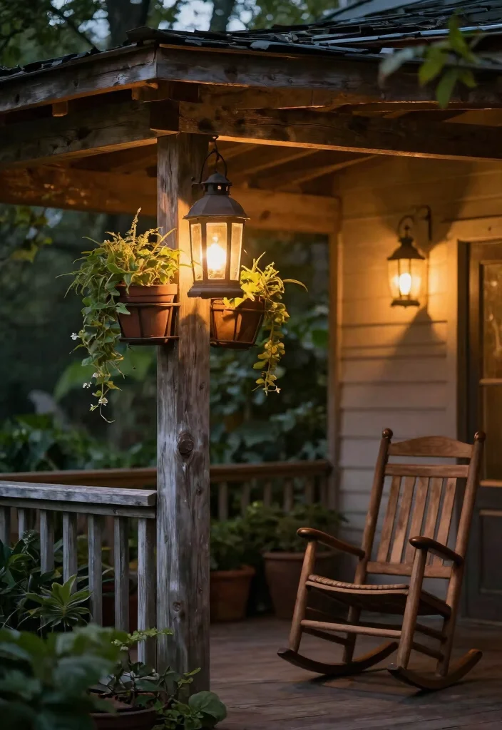 14 Front Porch Lighting Fixtures That Add Charm and Curb Appeal 6 14 Front Porch Lighting Fixtures That Add Charm and Curb Appeal - 6. Rustic Lanterns with Plant Holders 1