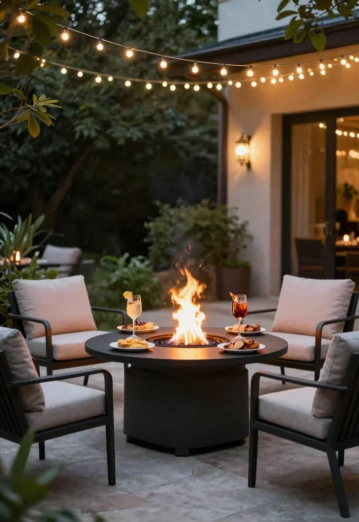 15 Backyard Fire Pit Ideas for Every Budget and Backyard Size 5 15 Backyard Fire Pit Ideas for Every Budget and Backyard Size - 5. Fire Pit Table for Dual Functionality 1