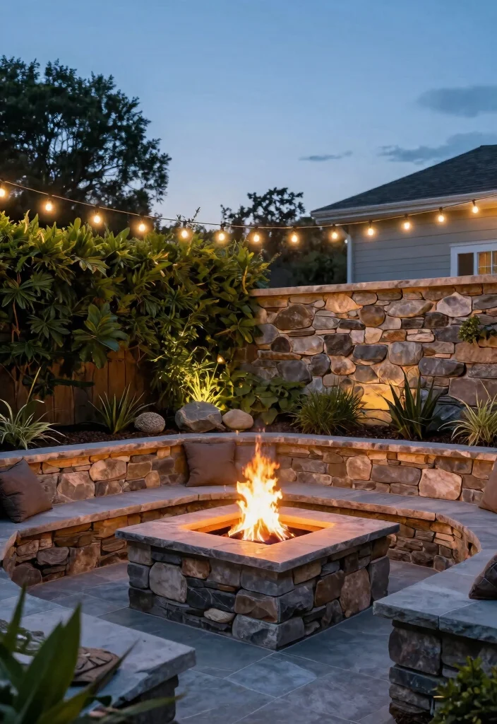 15 Backyard Fire Pit Ideas for Every Budget and Backyard Size 6 15 Backyard Fire Pit Ideas for Every Budget and Backyard Size - 6. Raised Fire Pit with Seating Wall 1