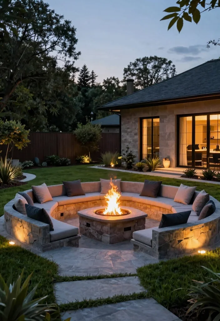 15 Backyard Fire Pit Ideas for Every Budget and Backyard Size 9 15 Backyard Fire Pit Ideas for Every Budget and Backyard Size - 9. Sunken Fire Pit for a Modern Twist 1