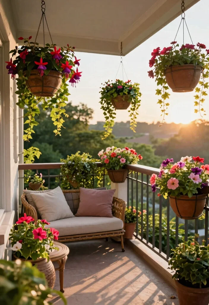 15 Balcony Planter Ideas for Small Spaces and Apartment Gardens 3 15 Balcony Planter Ideas for Small Spaces and Apartment Gardens - 3. Hanging Baskets 1