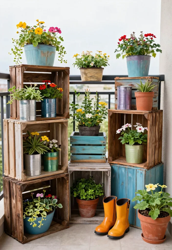 15 Balcony Planter Ideas for Small Spaces and Apartment Gardens 7 15 Balcony Planter Ideas for Small Spaces and Apartment Gardens - 7. DIY Upcycled Planters 1