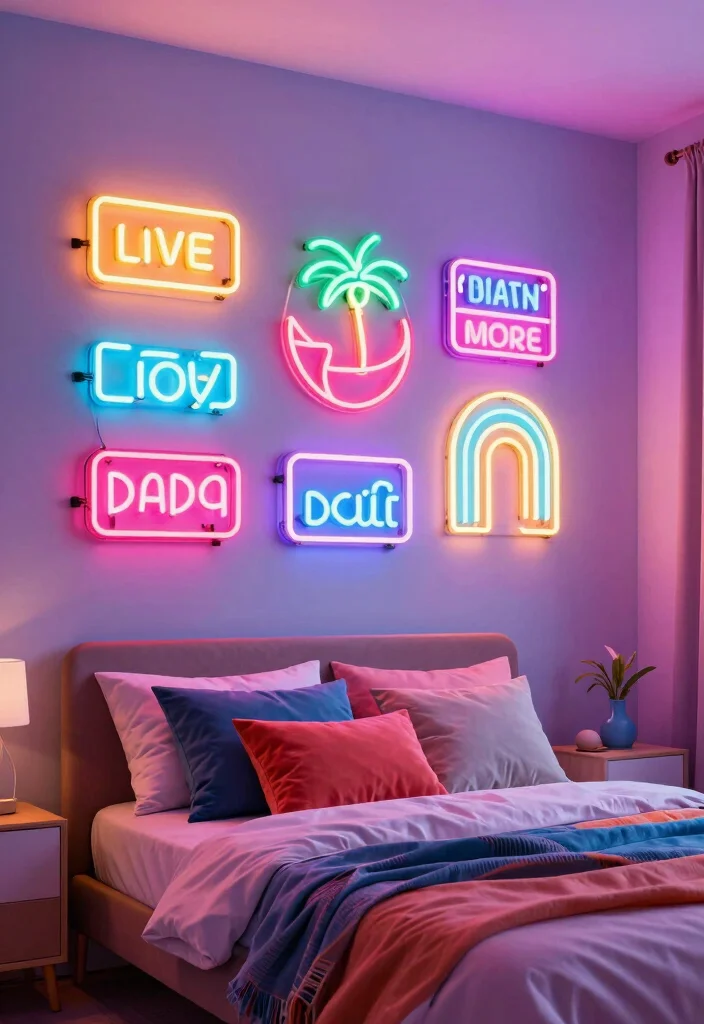 15 Bedroom Wall Lights Above Bed Ideas Modern Cozy Lighting - 13. Retro Neon Wall Signs 1