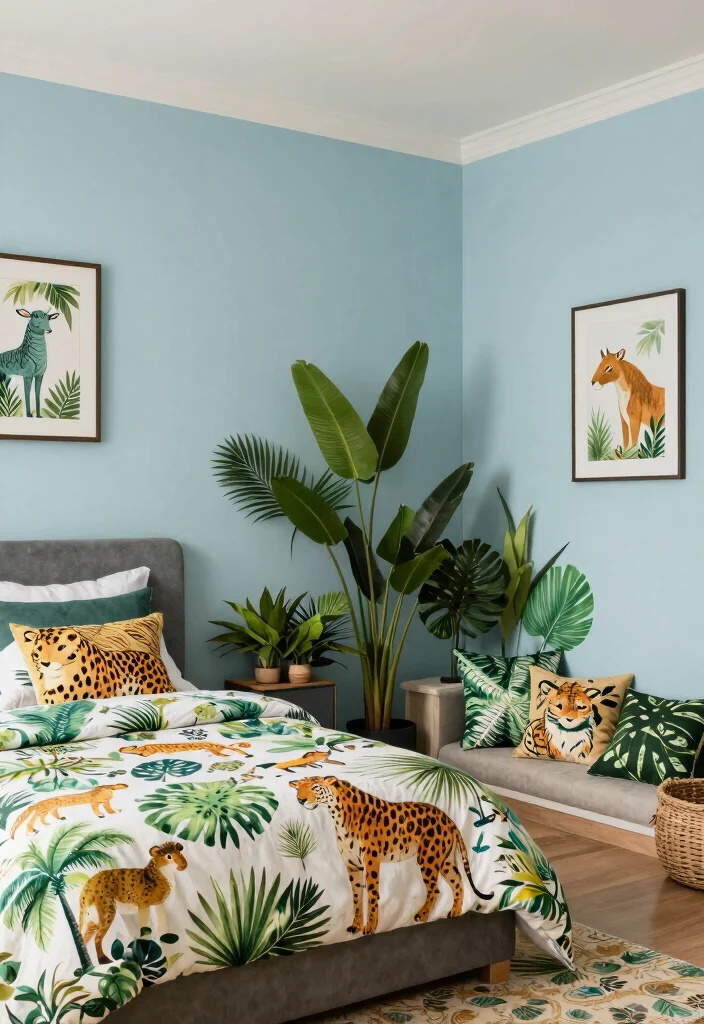 15 Blue Bedroom Ideas for Boys: Cool, Fun Style 5 15 Blue Bedroom Ideas for Boys: Cool, Fun Style - 5. Jungle Safari Adventure 1