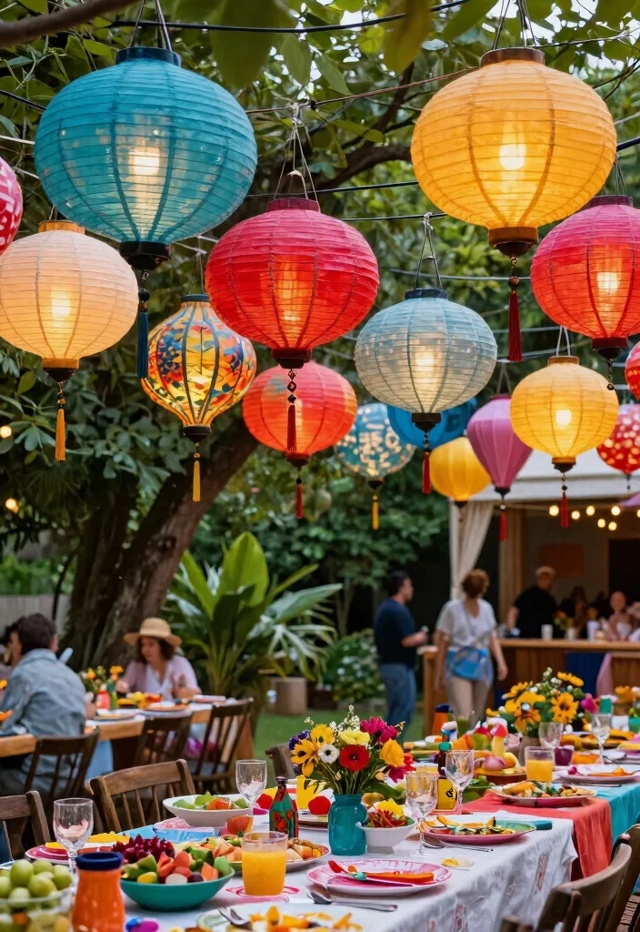 15 Outdoor Lantern Decor Ideas for a Warm and Inviting Patio - 11. Colorful Lanterns for a Festive Look 1