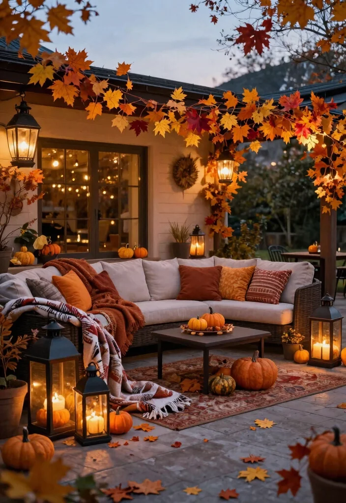 15 Outdoor Lantern Decor Ideas for a Warm and Inviting Patio - 13. Lanterns with Seasonal Decor 1