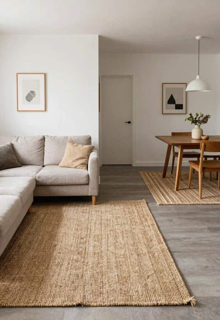 15 Sisal Rug Living Room Ideas: Natural Textured Warmth - 13. Creating Zones 1