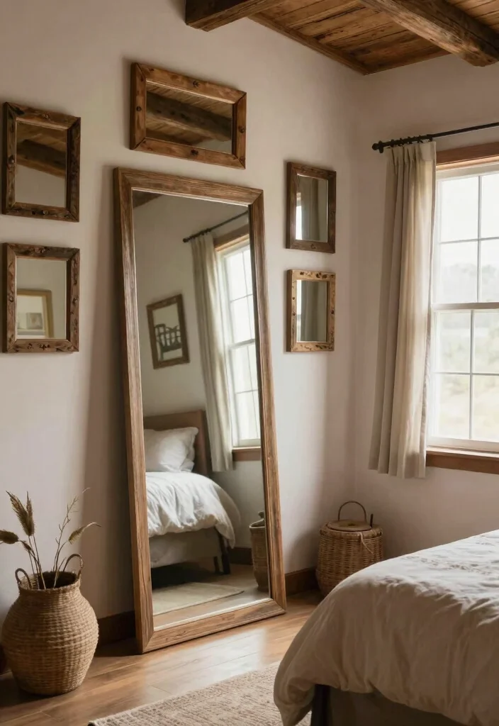 15 Small Rustic Bedroom Ideas Warm Cozy Charm - 11. Use Mirrors to Create Depth 1