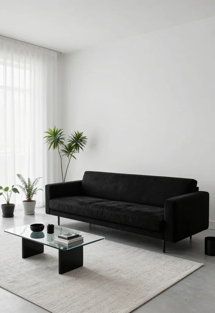 15 Sofa in Living Room Ideas: Classic Layout Inspiration 4 15 Sofa in Living Room Ideas: Classic Layout Inspiration - 4. Minimalist Style with Monochrome 1