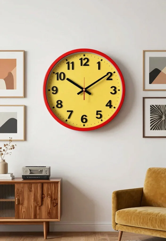 15 Wall Clock Decor Living Room Ideas Functional Style - 10. Vintage Clock with a Modern Twist 1