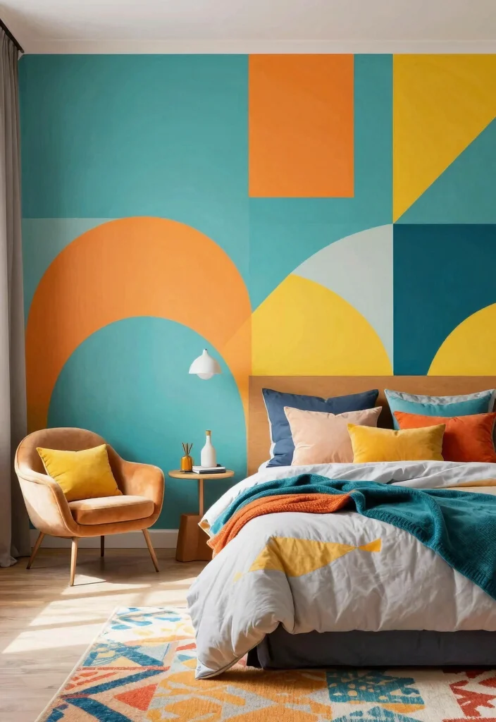 15 Wall Painting Ideas for Teen Bedrooms: Creative Expressions - 2. Bold Geometric Patterns 1