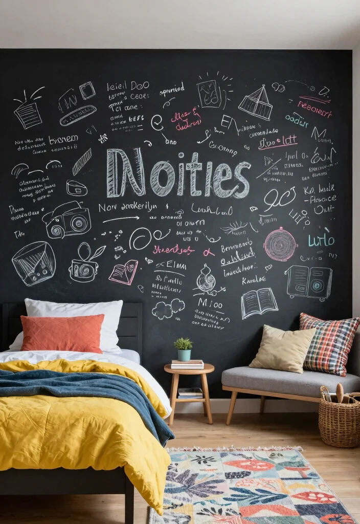 15 Wall Painting Ideas for Teen Bedrooms: Creative Expressions - 3. Message Board Wall 1