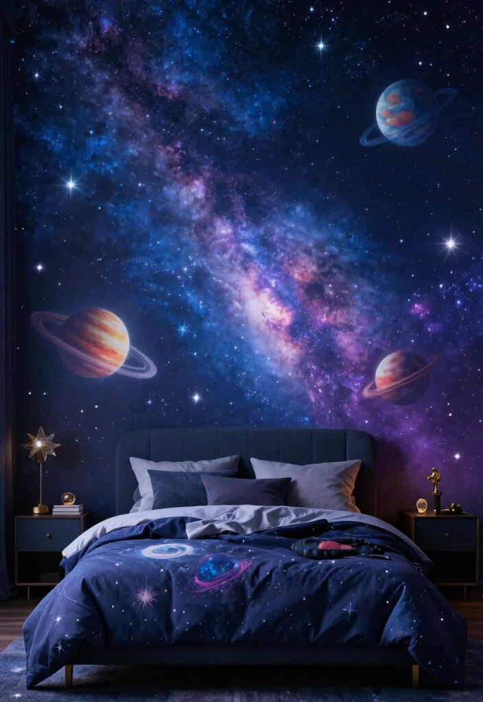 15 Wall Painting Ideas for Teen Bedrooms: Creative Expressions - 6. Universe and Stars 1