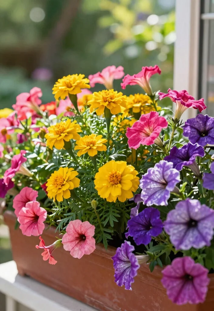15 Window Planter Box Ideas to Add Color and Charm to Any Home 5 15 Window Planter Box Ideas to Add Color and Charm to Any Home - 5. Colorful Window Box with Annuals 1