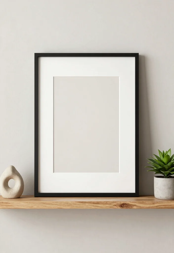 15 Wood Shelf Decor Living Room Ideas for Natural Simple Styling - 5. Emphasize Minimalist Art 1