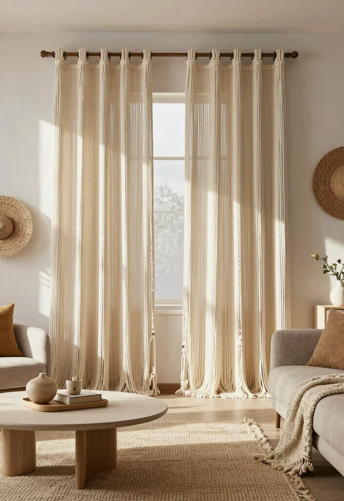 16 Beautiful Curtains Living Room Ideas: Stylish Soft Layers - 15. Curtain Panels with a Twist 1