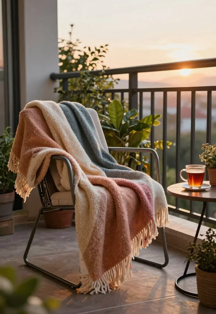 16 Bedroom Balcony Second Story Ideas: Bright Private Escape - 10. Outdoor Blankets for Cozy Evenings 1