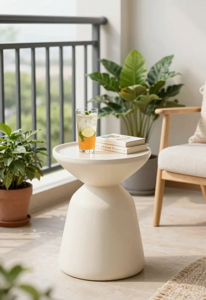 16 Bedroom Balcony Second Story Ideas: Bright Private Escape - 14. A Stylish Side Table for Convenience 1