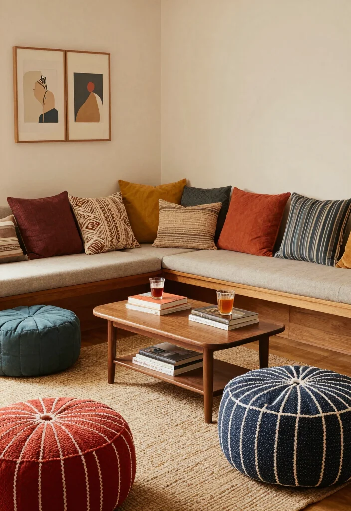 16 Bench Sofa Living Room Ideas: Modern Multi-Use Seating - 14. Layered Look: Combining Sofas and Benches 1