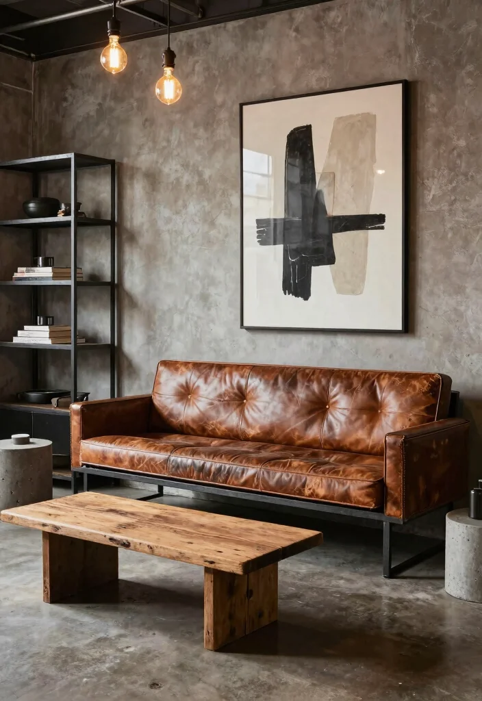 16 Bench Sofa Living Room Ideas: Modern Multi-Use Seating - 5. Industrial Edge: Bench Sofas with Character 1
