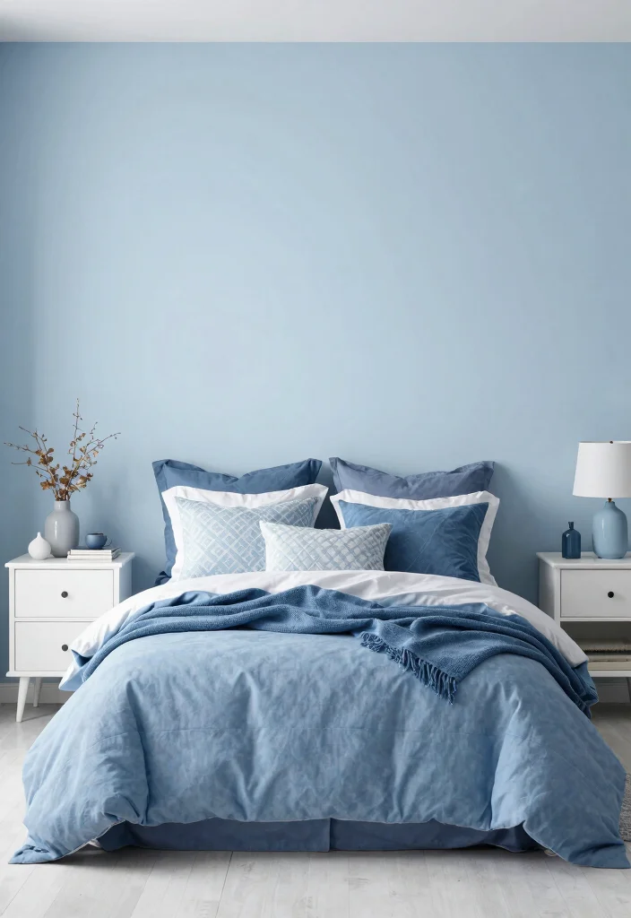 16 Light Blue Bedroom Walls Ideas for an Airy, Relaxed Look - 5. Monochromatic Charm 1
