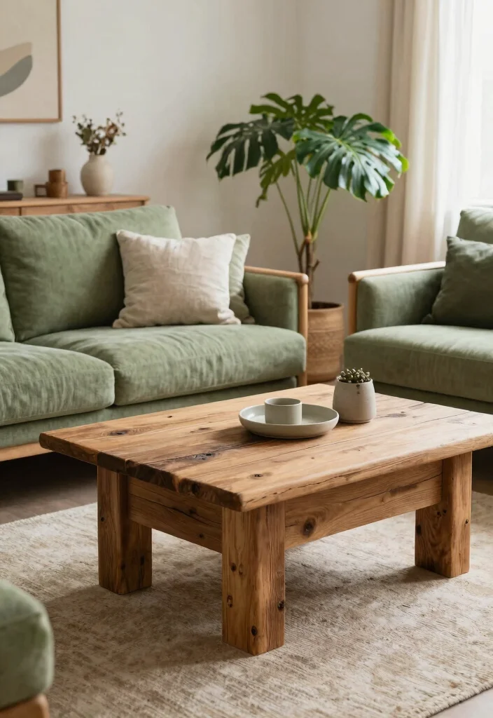 16 Living Room Decor Green Ideas for a Fresh Natural Feel - 2. Eco-Friendly Furniture 1