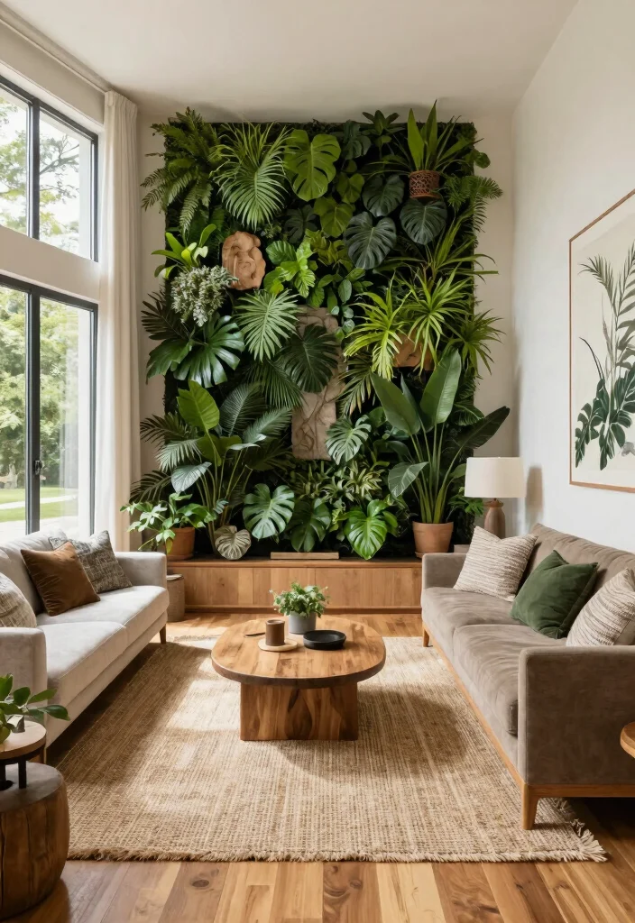 16 Living Room Decor Green Ideas for a Fresh Natural Feel - 5. Biophilic Design Elements 1