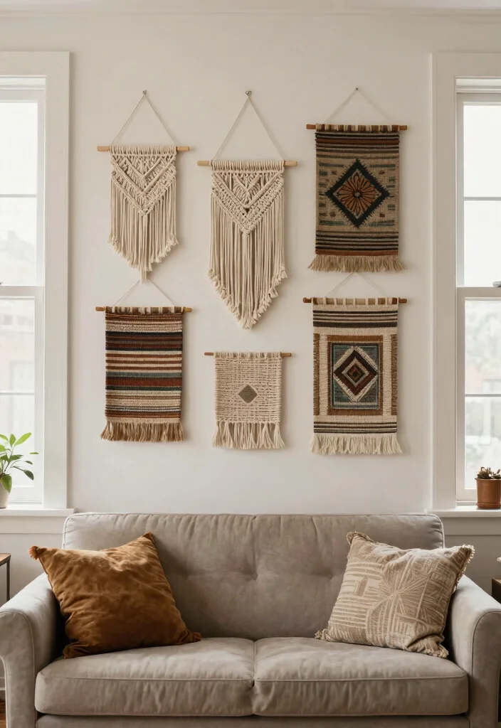 16 Living Room Empty Wall Ideas: Creative Decor Solutions - 10. Vintage Wall Hangings 1