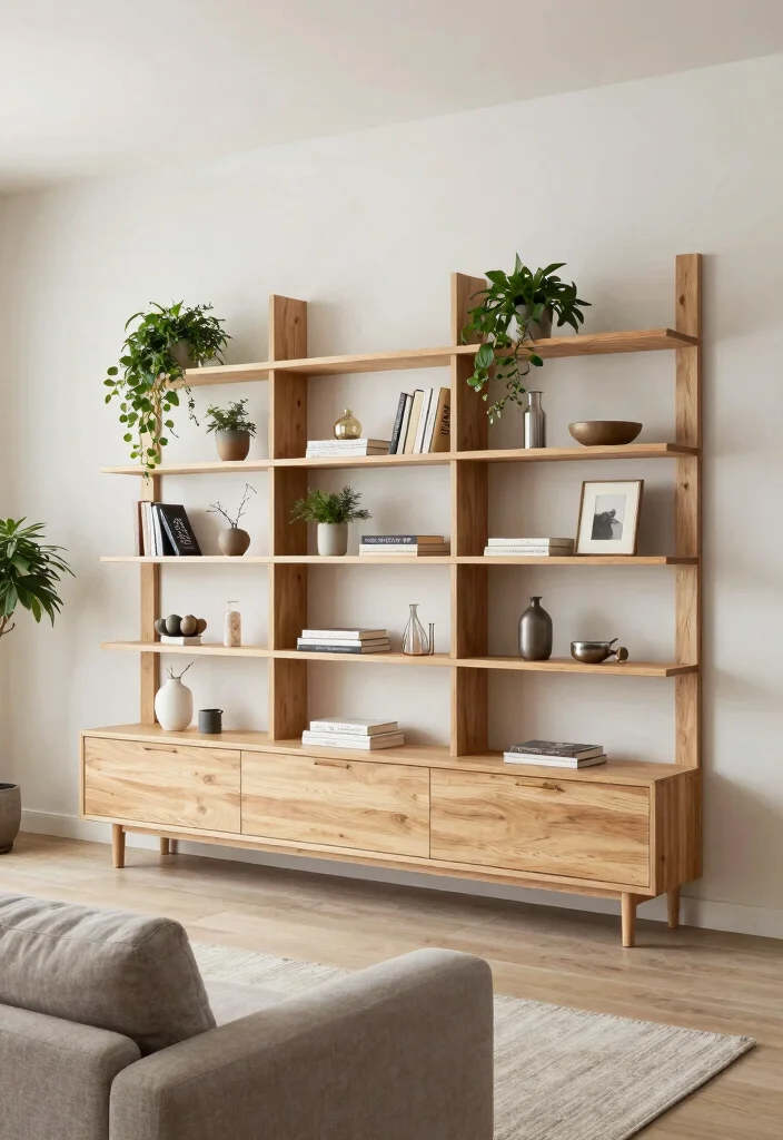 16 Living Room Empty Wall Ideas: Creative Decor Solutions - 16. Multi-functional Wall Units 1