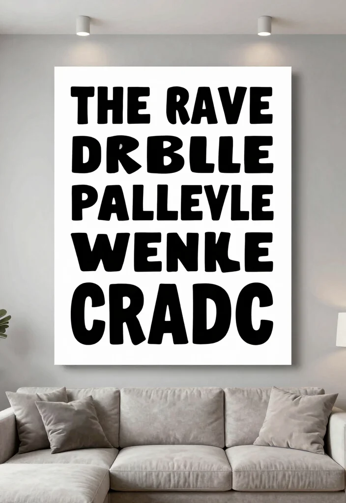 16 Living Room Empty Wall Ideas: Creative Decor Solutions - 9. Large Scale Text Art 1