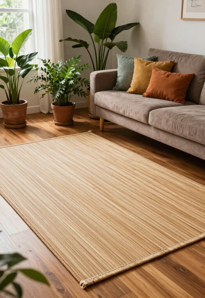 16 Living Room Rugs on Hardwood Ideas for a Layered Cozy Look - 5. Eco-Friendly Layers 1