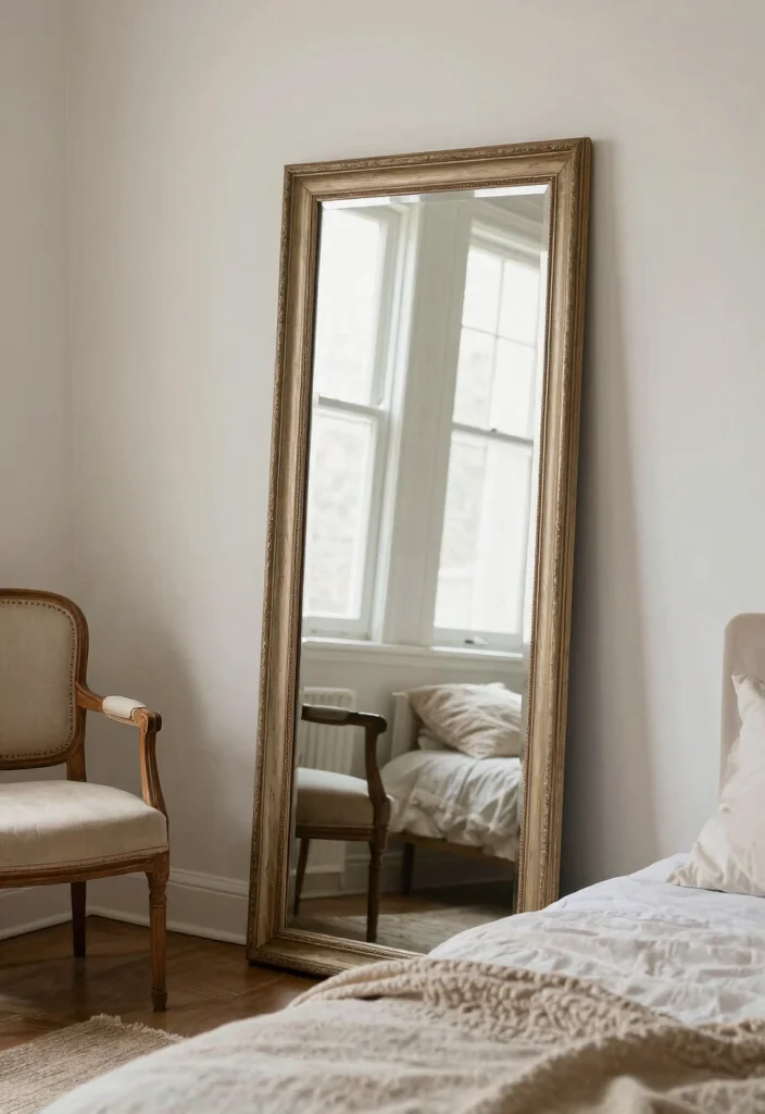 16 Mirror in Bedroom Ideas Bright Space Enhancing Style - 11. Vintage Leaning Mirrors 1