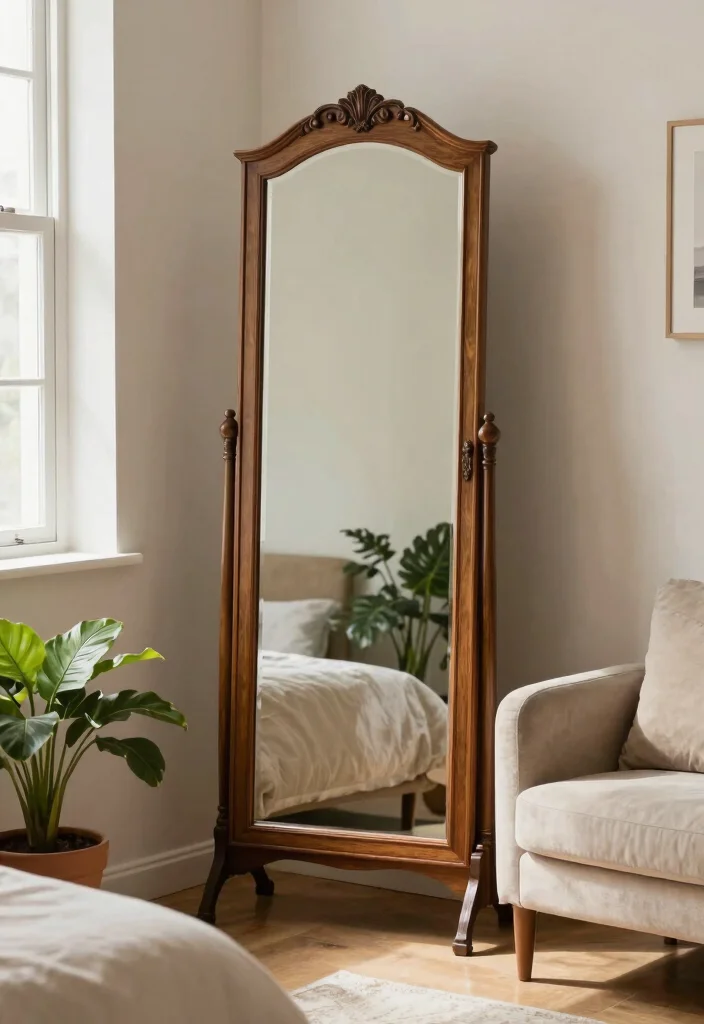 16 Mirror in Bedroom Ideas Bright Space Enhancing Style - 2. Vintage Floor Mirrors 1