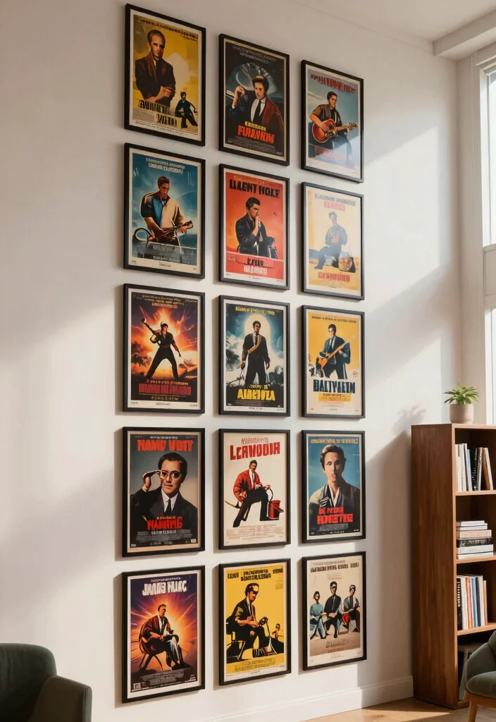 16 Movie Poster Wall Bedroom Ideas Cool Cinematic Decor - 6. Vertical Displays 1