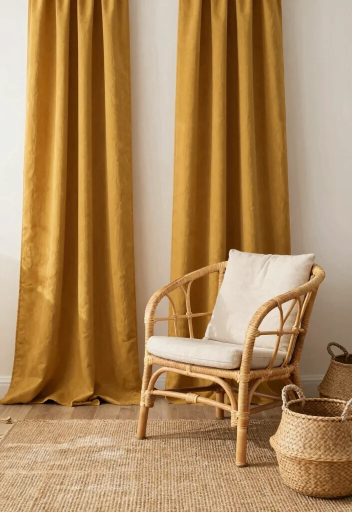 16 Mustard Curtains Living Room Ideas: Warm Trendy Pop 5 16 Mustard Curtains Living Room Ideas: Warm Trendy Pop - 5. Mustard and Natural Fiber 1