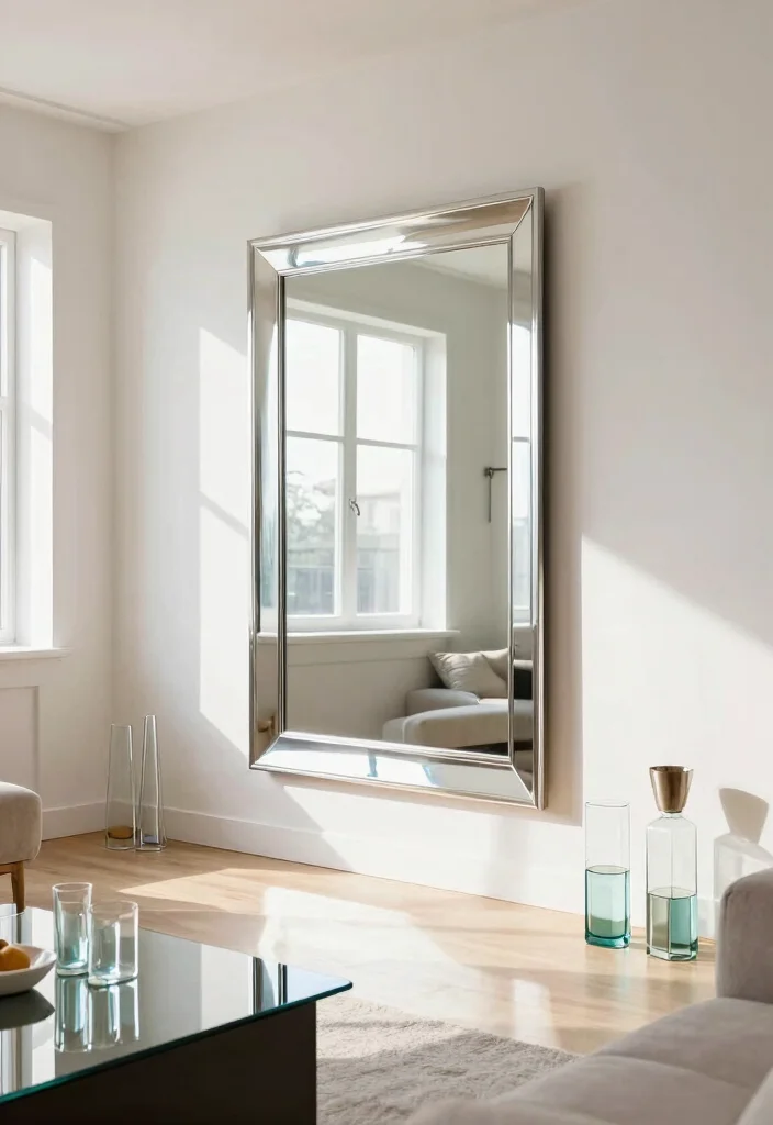 16 Slanted Wall Living Room Ideas: Smart Design Solutions - 16. Reflective Surfaces 1