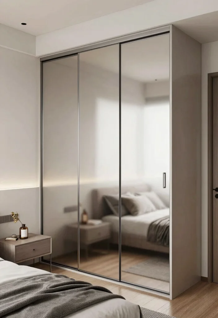 16 Small Bedroom With Wardrobe Interior Design Ideas - 5. Sliding Wardrobe Doors: A Space-Saving Marvel 1
