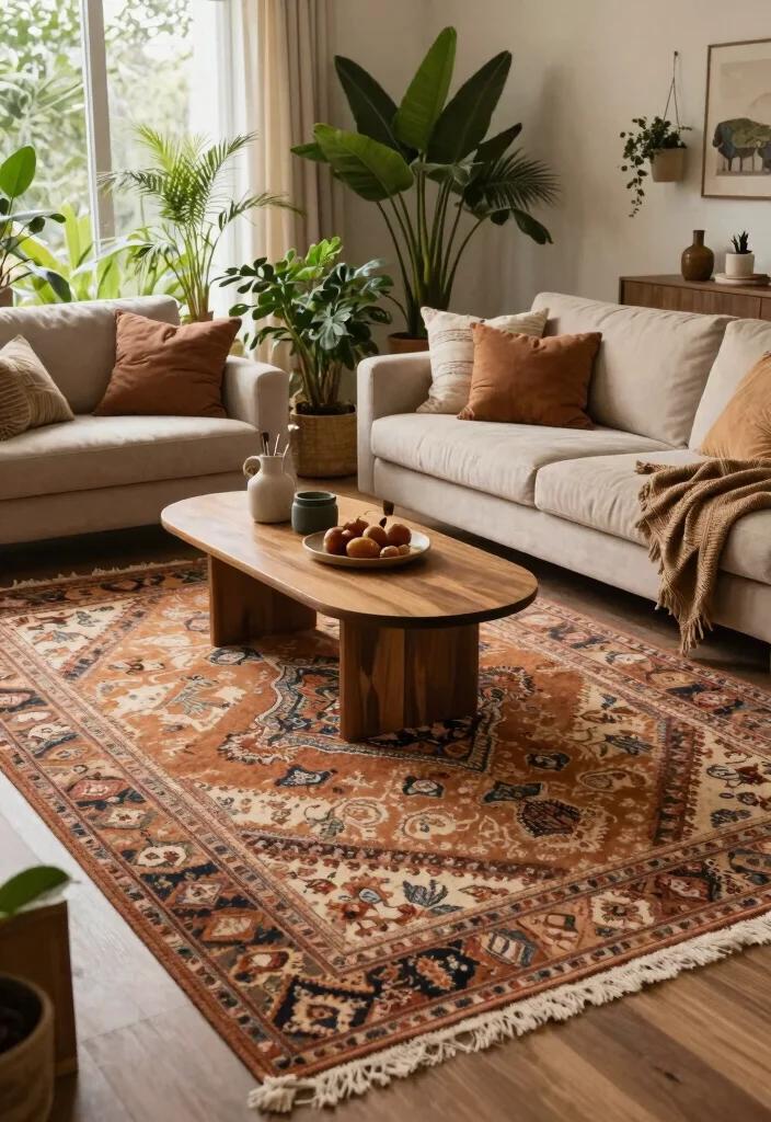 16 Witchy Living Room Decor Ideas: Dark Mystical Charm - 5. Bohemian Rugs for a Grounded Feel 1