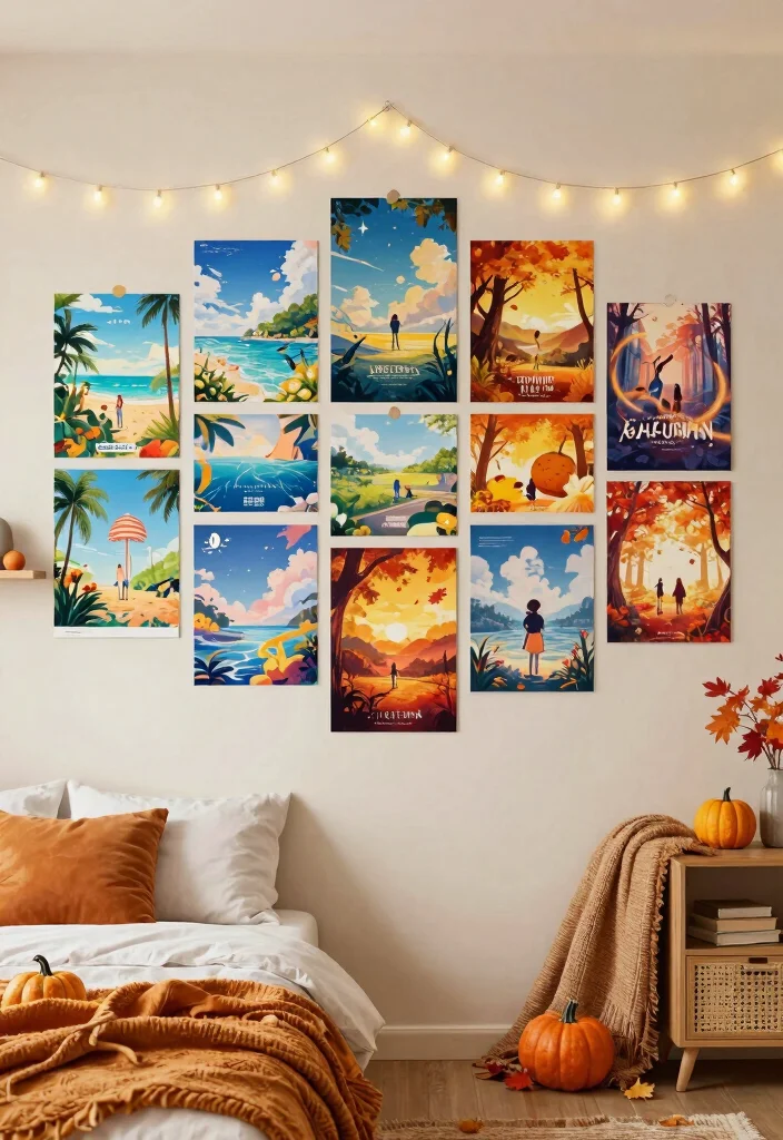 17 Anime Poster Wall Bedroom Ideas to Express Your Personal Style - 10. Seasonal Changes 1