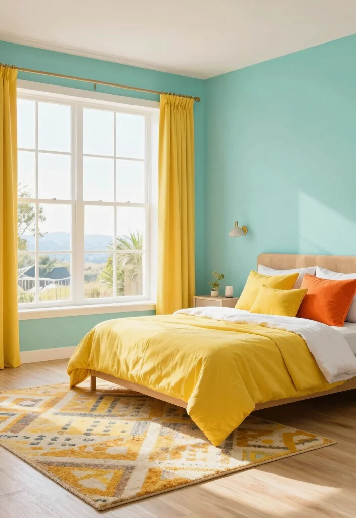 17 Bedroom With Big Windows Ideas for Bright, Airy Layouts 6 17 Bedroom With Big Windows Ideas for Bright, Airy Layouts - 6. Bright Accent Colors 1