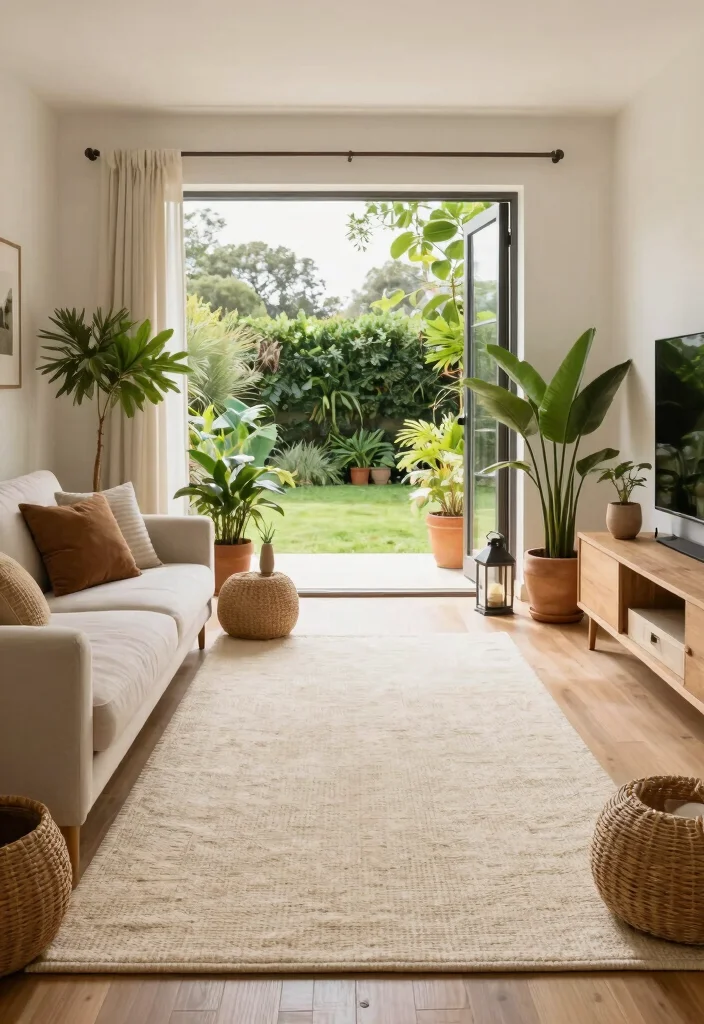 17 Cream Rug Living Room Ideas: Soft Neutral Base 15 17 Cream Rug Living Room Ideas: Soft Neutral Base - 15. Blending Indoor and Outdoor Living 1