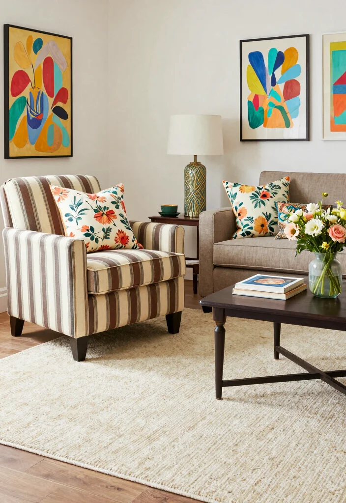 17 Cream Rug Living Room Ideas: Soft Neutral Base 3 17 Cream Rug Living Room Ideas: Soft Neutral Base - 3. Mixing Patterns with Cream Rugs 1