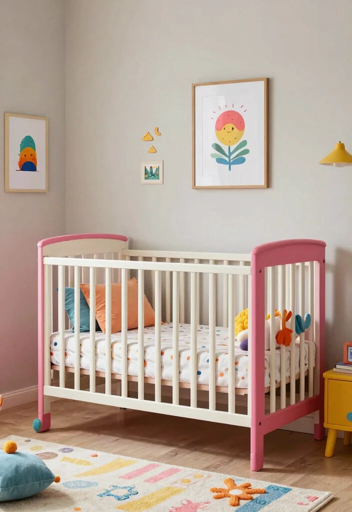 17 Crib in Bedroom Ideas for Shared Rooms: Smart Layouts - 9. The Colorful Crib Approach 1