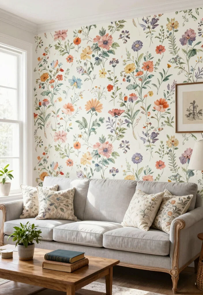 17 Feature Wall Ideas Living Room Wallpaper Statement Designs 2 17 Feature Wall Ideas Living Room Wallpaper Statement Designs - 2. Floral Vintage Patterns 1