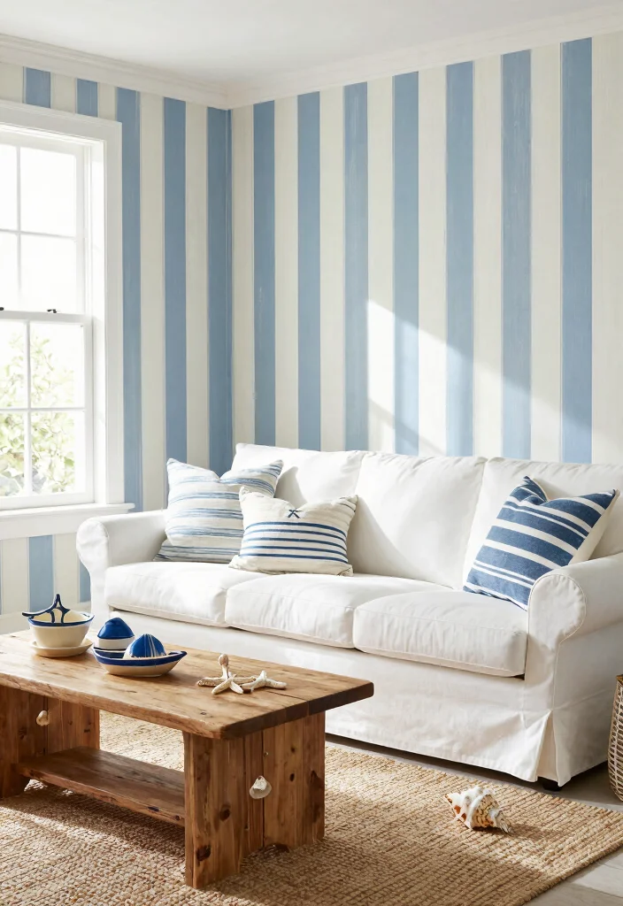 17 Feature Wall Ideas Living Room Wallpaper Statement Designs 6 17 Feature Wall Ideas Living Room Wallpaper Statement Designs - 6. Nautical Stripes 1