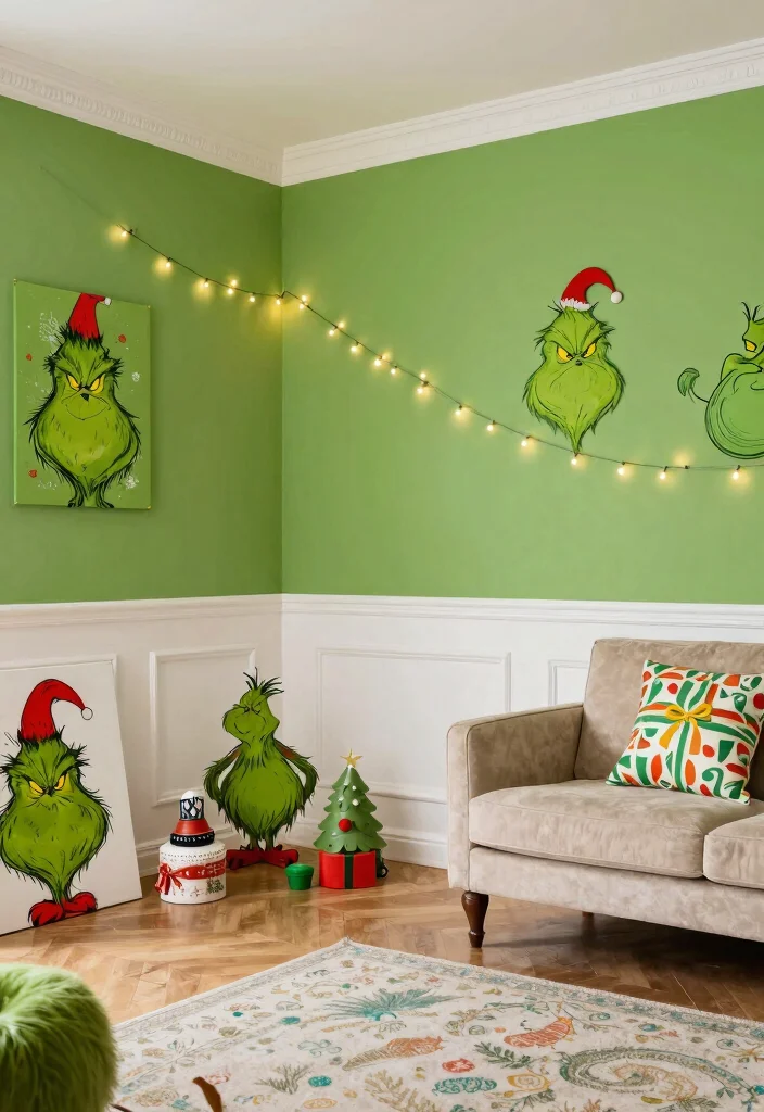 17 Grinch Living Room Decor Ideas for a Fun Festive Theme - 1. Grinchy Green Walls 1