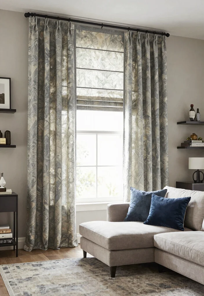 17 Roman Curtains Living Room Ideas Classic Clean Style - 10. Custom Designs for Personal Touch 1