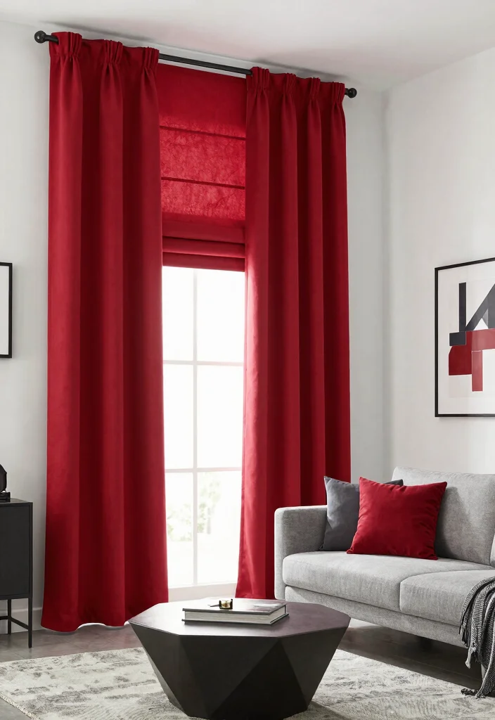 17 Roman Curtains Living Room Ideas Classic Clean Style - 13. High-Contrast Styles 1
